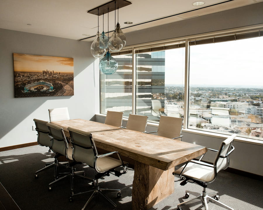 Conference room with city view
